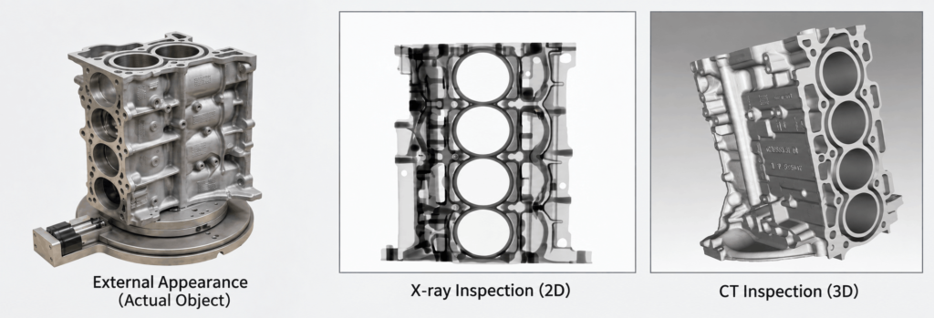 Industrial X-ray and CT non-destructive inspection of internal component defects